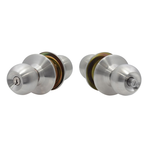 [19POP] Pomo cilíndrico bola para constructora función recámara, acero inoxidable, llave std, caja
