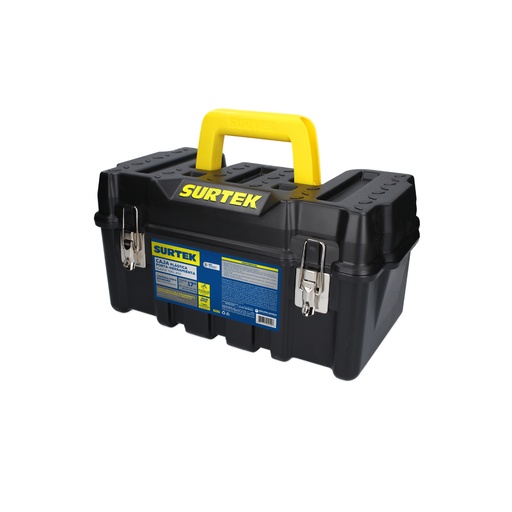[CPS17] Caja portaherramientas plástica con broches metálicos color negro 17" x 9" x 8" Surtek