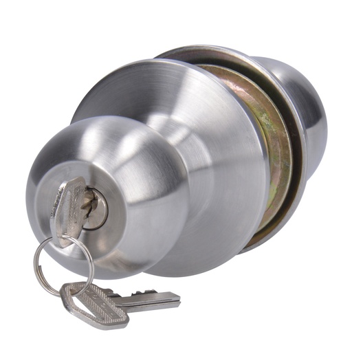[21POP] Pomo cilíndrico bola para constructora función entrada, acero inoxidable, llave std, caja Prolok