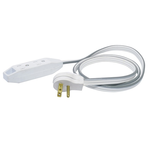 [136052] Extensión eléctrica plana aterrizada color blanco, 3 m Surtek