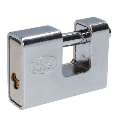 [L22C80QCBB] Candado de acero para cortina metálica 80 mm, niquel satinado, llave de puntos Lock