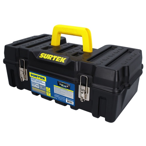 [CPSC20] Caja portaherramientas plástica con broches metálicos color negro 21" x 11" x 7" Surtek