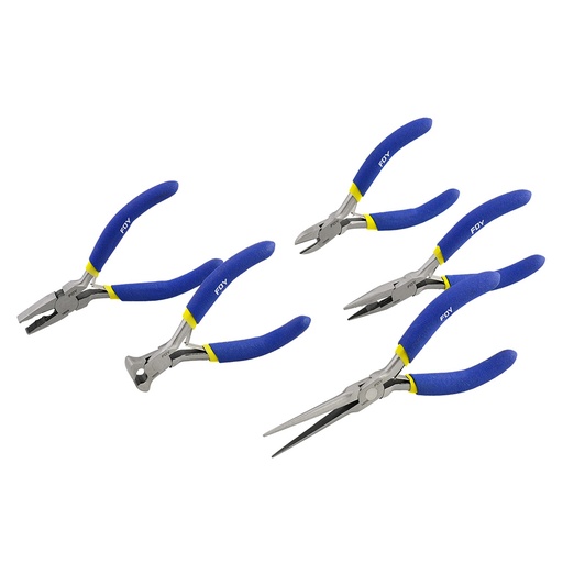 [142041] Juego de mini pinzas con mango de vinil para electrónica, 5 piezas Foy
