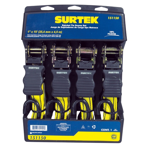 [151150] Juego de sujetadores tipo matraca, 4 piezas Surtek