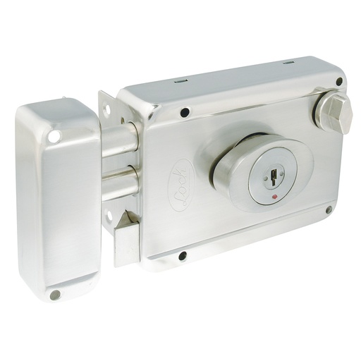[L7725ADBIN] Cerradura de sobreponer función 2 bulones, acero inoxidable, llave de puntos, en caja Lock