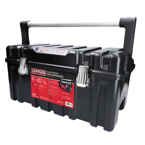 [CPU20A] Caja portaherramientas plástica con broches metálicos color negro 21" x 11" x 10" Urrea