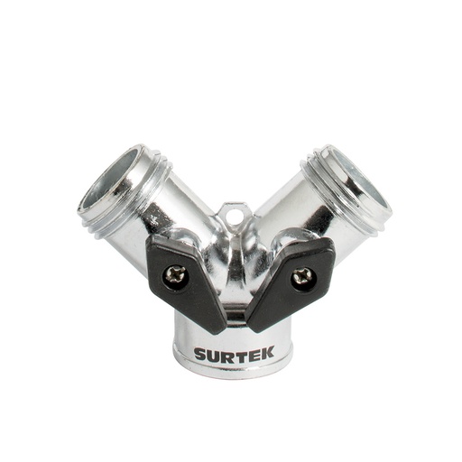 [130333] Adaptador para manguera de riego en "Y" cromado 11 x 7 cm Surtek