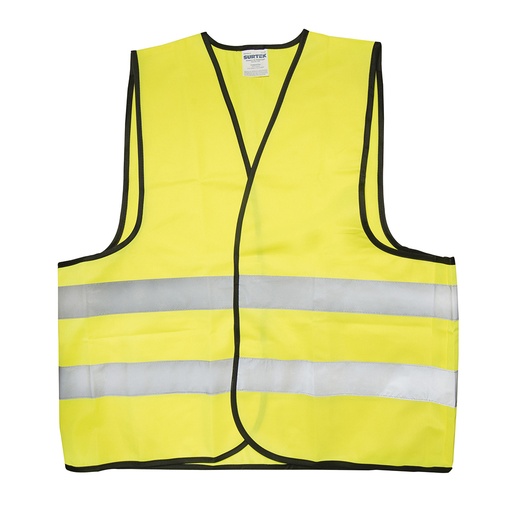 [137378] Chaleco de seguridad con cintas reflejantes plateadas amarillo unitalla Surtek
