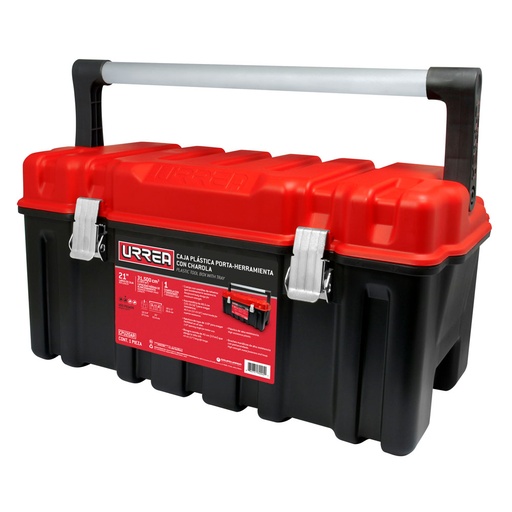 [CPU20AR] Caja portaherramientas plástica con broches metálicos color negro tapa roja 21" x 11" x 10 Urrea