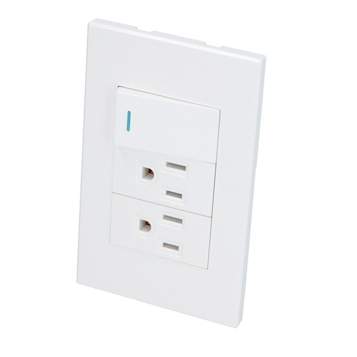 [P625B] Placa 1 Interruptor 2 contactos 1/3, línea Premium, color blanco Surtek