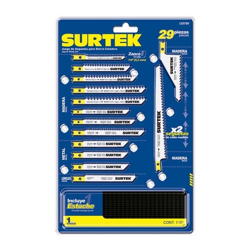 [120790] Juego de seguetas para sierra caladora, 29 piezas Surtek