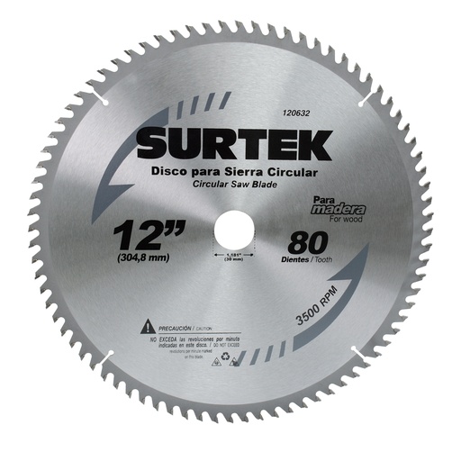 [120603] Disco para sierra circular para corte madera 60 dientes, 7-1/4" Surtek