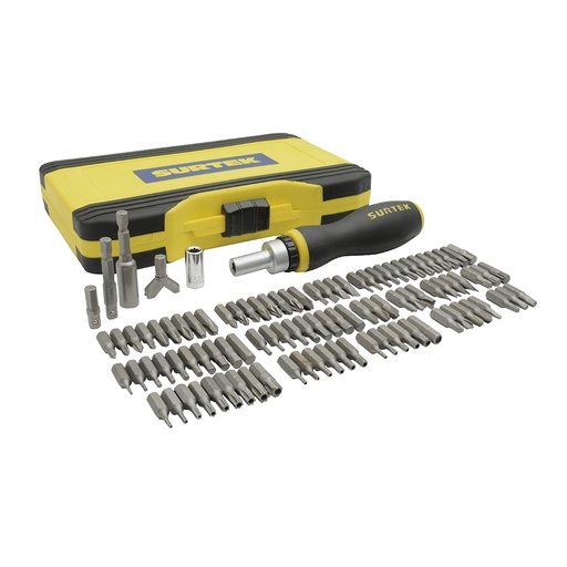 [JDP101] Juego de puntas y accesorios hexágono de 1/4", 101 piezas en caja plástica Surtek