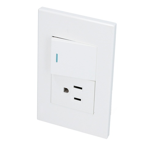 [P624B] Placa 1 Interruptor 1 contacto 1/2, línea Premium, color blanco Surtek