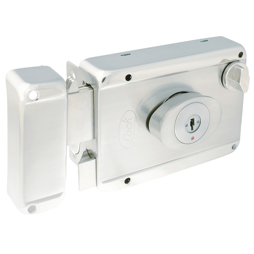 [L7725ATAIN] Cerradura de sobreponer función ancla, acero inoxidable, llave de puntos, en caja Lock