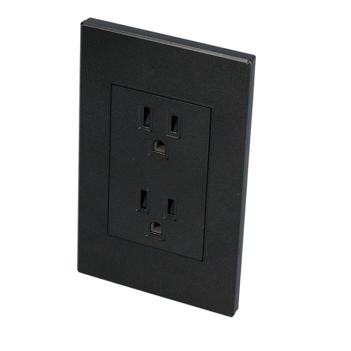 [P627N] Placa contacto dúplex 1/1, línea Premium, color negro Surtek