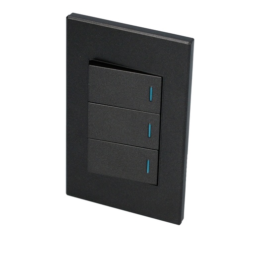 [P623N] Placa 3 Interruptor 1/3, línea Premium, color negro Surtek