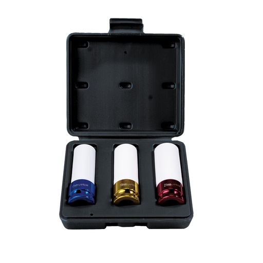 [7300MP] Juego de dados de impacto métricos cuadro de 1/2" con protección Nylamid, 3 piezas Urrea