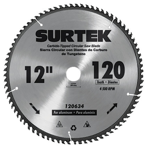 [120625] Disco para sierra circular para corte aluminio 80 dientes, 10" Surtek