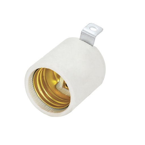 [136677] Portalámpara con soporte tipo escuadra de porcelana 4 cm, color blanco Surtek