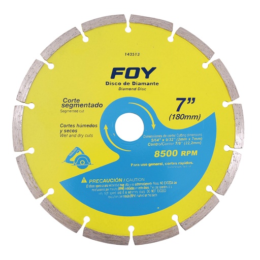 [143513] Disco de diamante segmentado, 7" Foy
