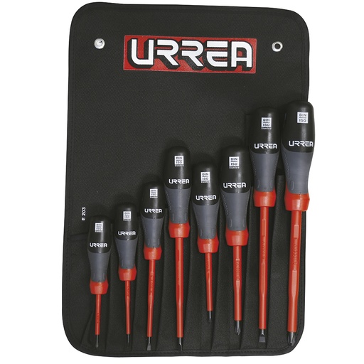 [9700TA] Juego de destornilladores con mango trimaterial 1000 V combinados, 8 piezas Urrea