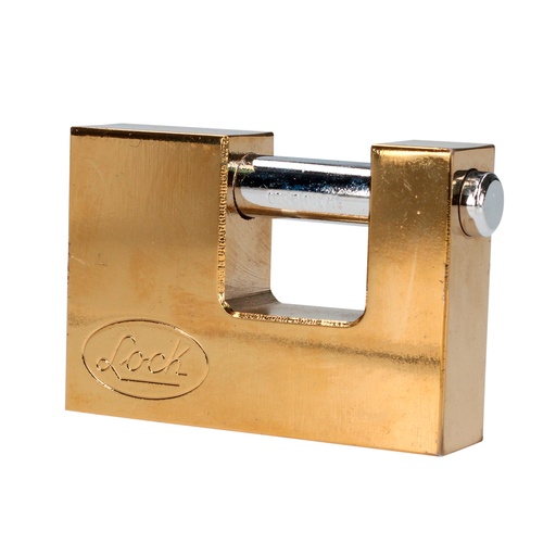 [L22C80ELBB] Candado de acero para cortina metálica 80 mm, latón brillante, llave estándar Lock