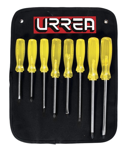 [9600D] Juego de destornilladores con mango ámbar combinados, 6 piezas en estuche Urrea
