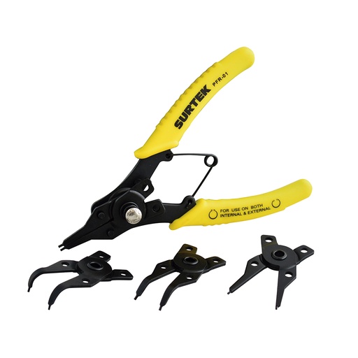 [PFR01] Pinza para anillos de retención con cabeza intercambiable, 5 piezas Surtek