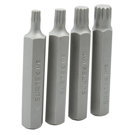 [PFB4] Juego de puntas bristol hexágono de 1/4", 4 piezas Surtek