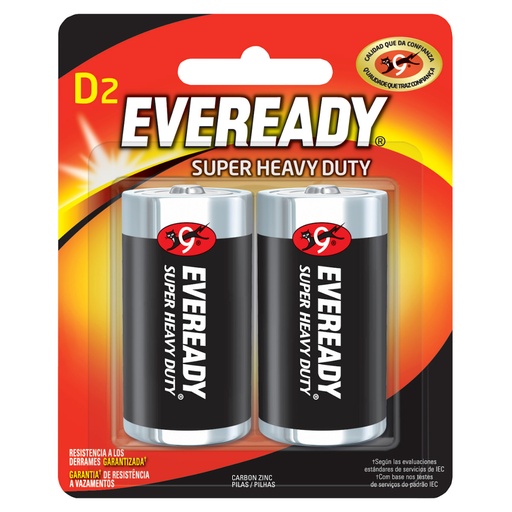 [1250-2] Pila alcalina Eveready® "D", 2 piezas Surtek