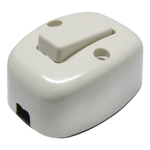 [136559] Apagador sencillo visible ovalado, línea de sobreponer, color marfil Surtek