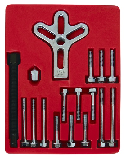 [4205] Juego de extractor automotriz de volante tipo "C", 17 piezas Urrea