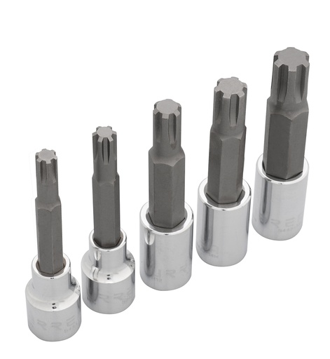 [5443M5] Juego de dados con punta ribe cuadro de 1/2", en riel, 5 piezas Urrea