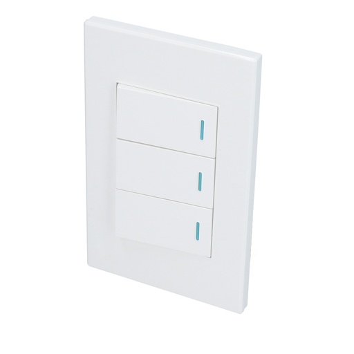 [P623B] Placa 3 Interruptor 1/3, línea Premium, color blanco Surtek