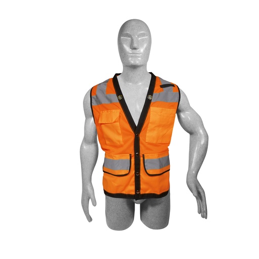 [137548] Chaleco de seguridad tipo supervisor cerrado de alta visibilidad naranja unitalla Surtek