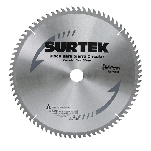 [120623] Disco para sierra circular para corte madera 80 dientes, 10" Surtek