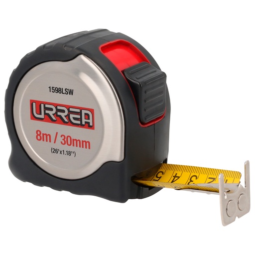 [1598LSW] Flexómetro con carcasa de acero inoxidable 8 m x 30 mm Urrea
