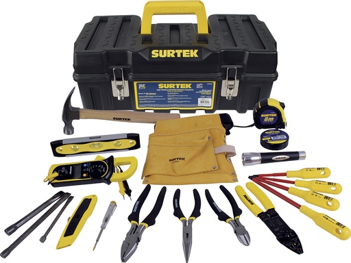 [125411] Juego combinado de herramientas para electricista 21 piezas, con caja plástica Surtek