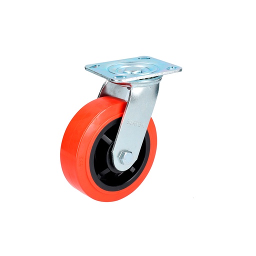 [RR15G] Rodaja de poliuretano rojo giratoria 6" Surtek