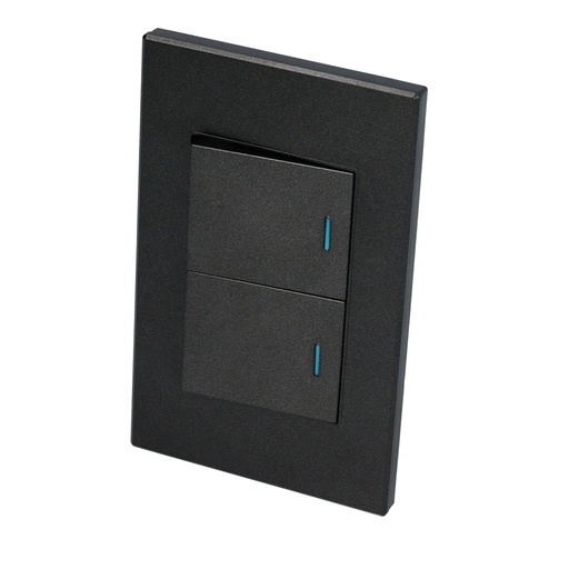 [P622N] Placa 2 Interruptor 1/2, línea Premium, color negro Surtek