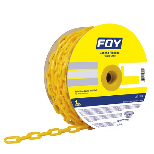 [143435] Cadena plástica calibre 3 mm de 50 m, color amarillo Foy