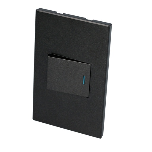 [P621N] Placa 1 Interruptor 1/2, 3 vias, línea Premium, color negro Surtek