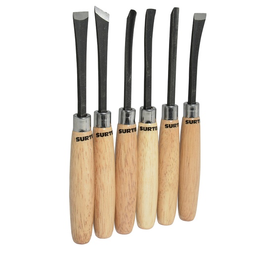 [120050] Juego de gurbias manuales con mango de madera, 6 piezas Surtek