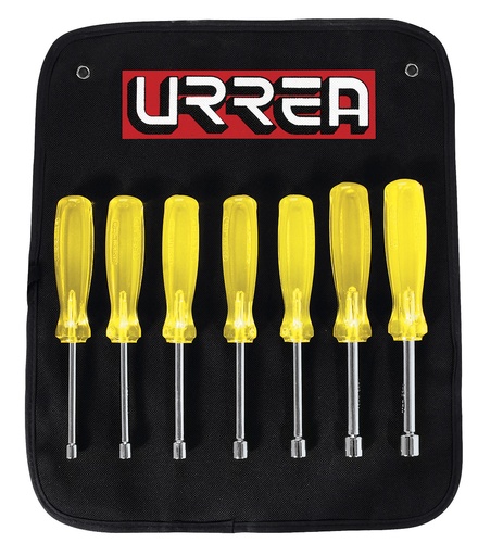[9230M] Juego de destornilladores con mango ámbar, de caja métricos, 7 piezas en estuche Urrea
