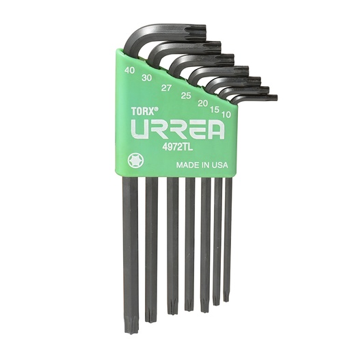 [4972TL] Juego de llaves largas hexagonales tipo "L", Torx, 7 piezas en blíster Urrea