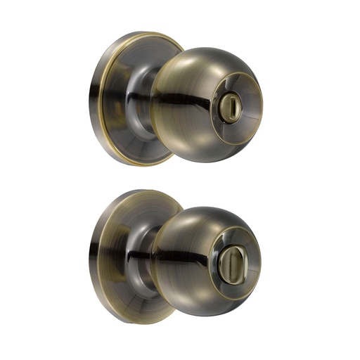 [14PO] Pomo tubular bola función baño, latón antiguo, llave estándar, blíster Lock