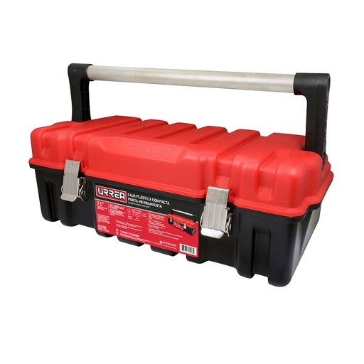 [CPUC20R] Caja portaherramientas plástica con broches metálicos color negro tapa roja 21" x 11" x 7" Urrea