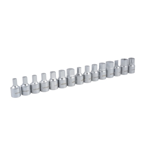 [2393] Juego de dados cuadro de 3/8" para drenado de aceite, 14 piezas Urrea