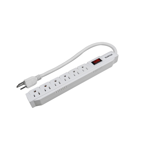 [136221] Supresor de picos 6 entradas cable 450 J, de 45 cm Surtek